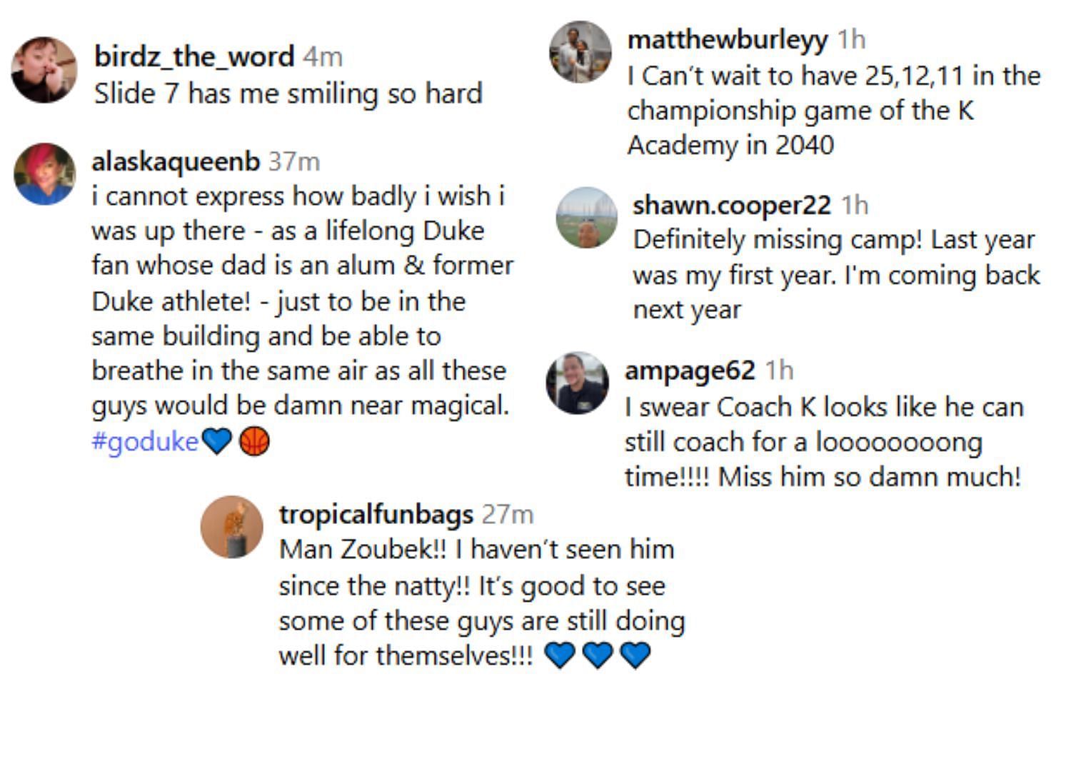 Fans react to Mike Krzyzewski's annual camp | via @dukembb/Instagram